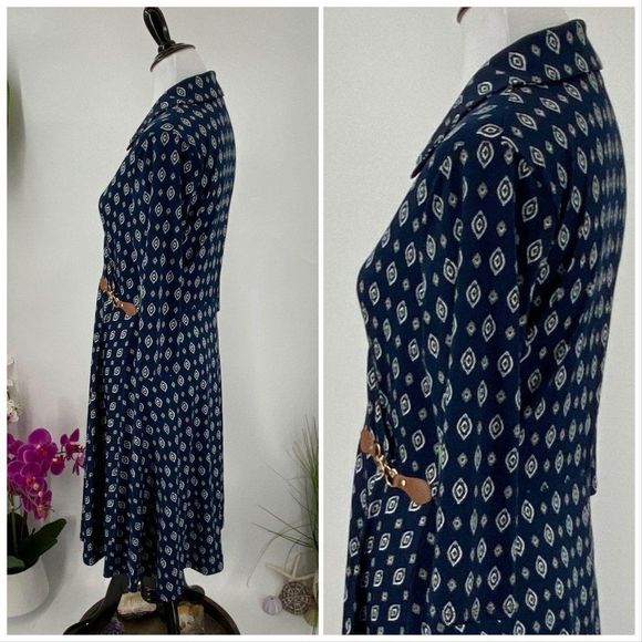 V Neck Dress Faux Wrap Midi - Picture 3 of 4